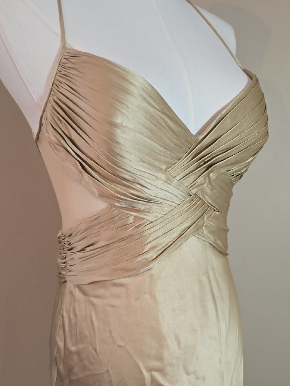 Cache Silk Slip Dress in Champagne Beige
